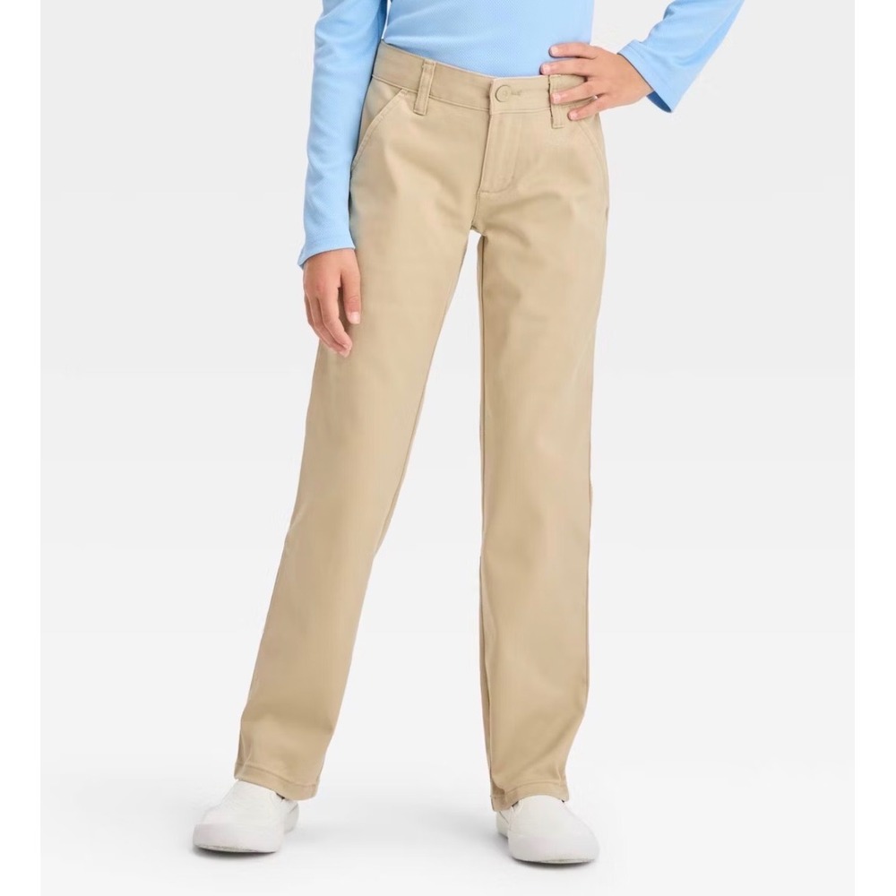 Cat & Jack Girls School Uniform‎ Pants Beige Stretch Chino Size 16 NWT 325010736